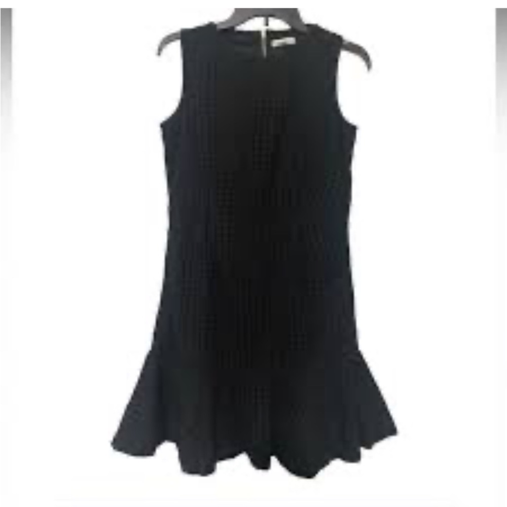 NWT NEW YOU & CO Elegant Black Sleeveless eyelet Dress back zipper flared SZ:10